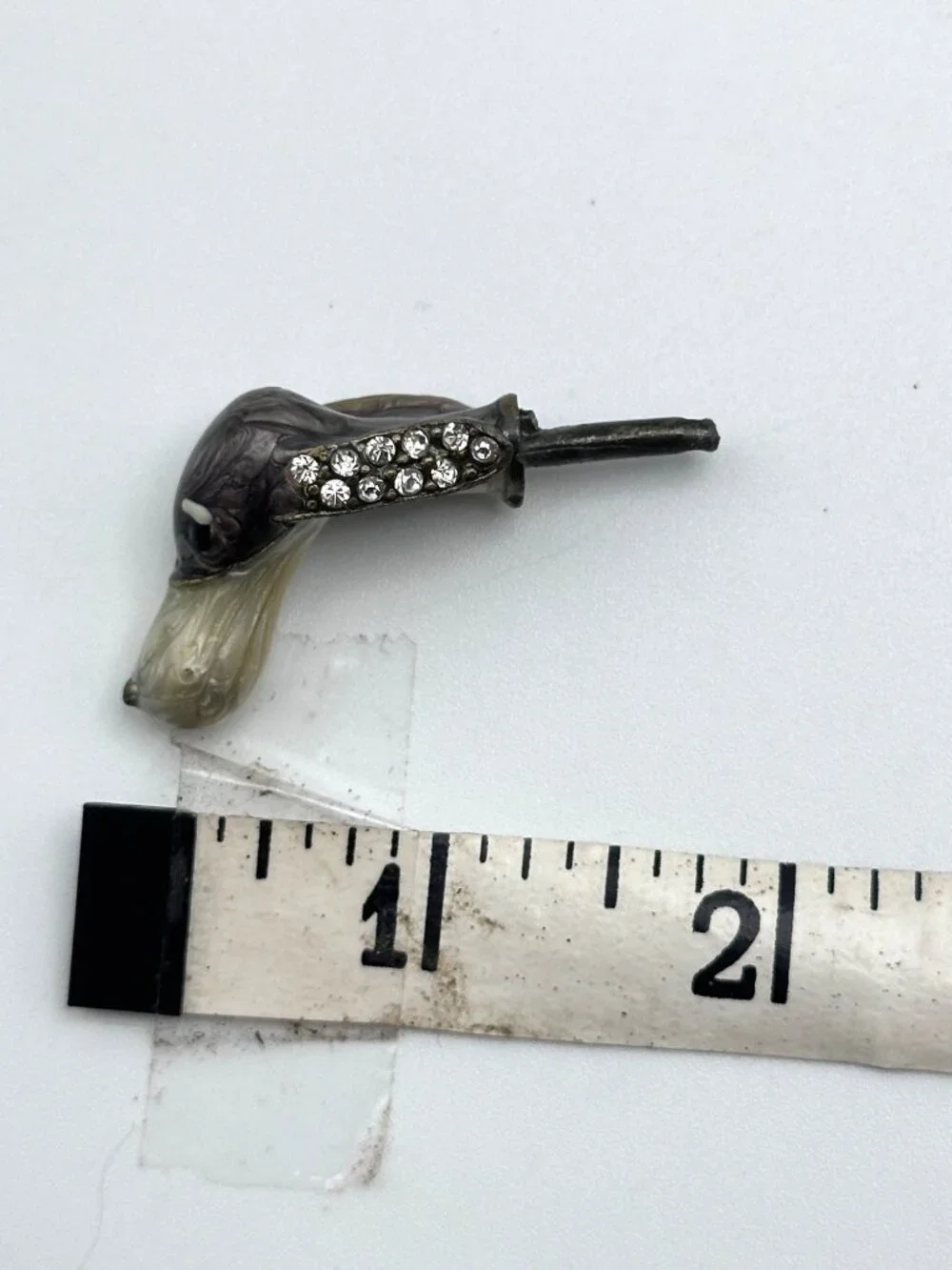 Vintage Dog Head Wine Cork Handle Rhinestones Marble Metal Swirled Design